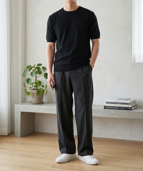 TOBEE（トゥビー）の「【TOBEE】サマーニット 半袖クルーネックニットTシャツ（Tシャツ/カットソー・メンズ・グレー/ブラック/ホワイト/ベージュ・X-LARGE/LARGE/MEDIUM）」の18枚目の写真