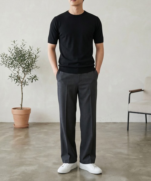 TOBEE（トゥビー）の「【TOBEE】サマーニット 半袖クルーネックニットTシャツ（Tシャツ/カットソー・メンズ・グレー/ブラック/ホワイト/ベージュ・X-LARGE/LARGE/MEDIUM）」の17枚目の写真