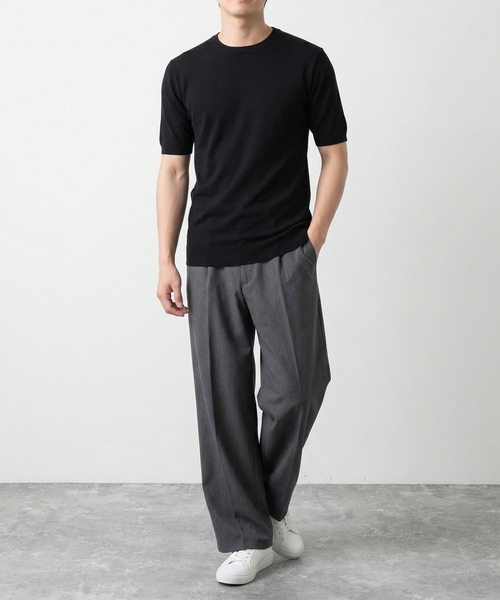 TOBEE（トゥビー）の「【TOBEE】サマーニット 半袖クルーネックニットTシャツ（Tシャツ/カットソー・メンズ・グレー/ブラック/ホワイト/ベージュ・X-LARGE/LARGE/MEDIUM）」の15枚目の写真