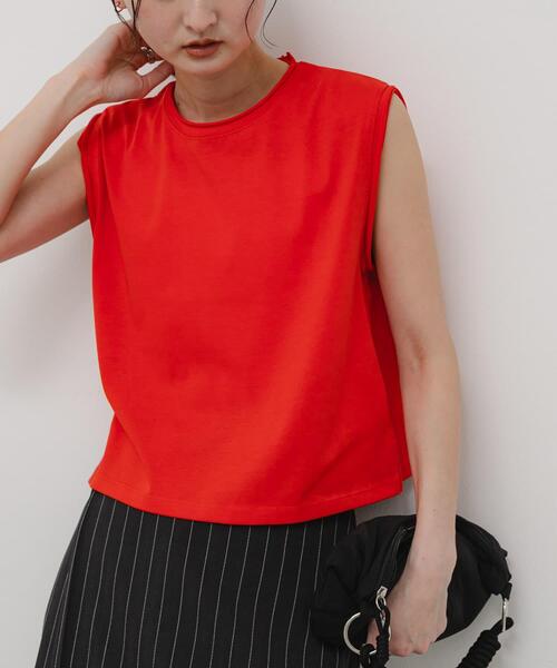 SENSE OF PLACE by URBAN RESEARCH(センスオブプレイスバイアーバンリサーチ)の「『汗ジミ防止』SKINProofノースリーブロールTシャツ(タンクトップ・レディース・レッド/グレー/ブラック/オフホワイト・ONE)」の4枚目の写真