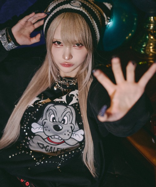 GALFY(ガルフィー)の「【GALFY】鋲中毒スウェット / 【ガルフィー】スタッズ付きスウェット(スウェット・メンズ・チャコール/ブラック/ライトグレー・L/XL)」の2枚目の写真