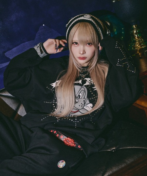 GALFY(ガルフィー)の「【GALFY】鋲中毒スウェット / 【ガルフィー】スタッズ付きスウェット(スウェット・メンズ・チャコール/ブラック/ライトグレー・L/XL)」の6枚目の写真