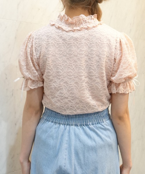 axes femme POETIQUE(アクシーズファムポエティック)の「総レースパフ袖PO(Tシャツ/カットソー・レディース・ブラック/ピンク/ホワイト・MEDIUM)」の6枚目の写真