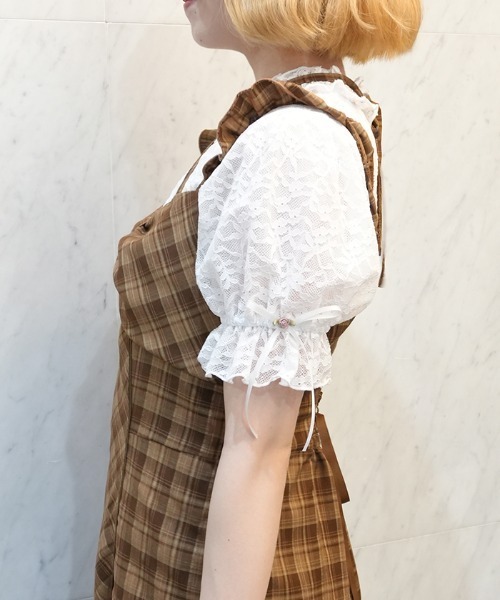 axes femme POETIQUE(アクシーズファムポエティック)の「総レースパフ袖PO(Tシャツ/カットソー・レディース・ブラック/ピンク/ホワイト・MEDIUM)」の10枚目の写真