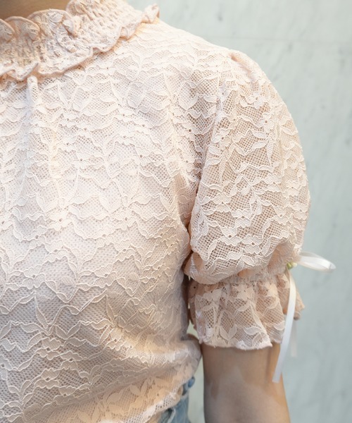 axes femme POETIQUE(アクシーズファムポエティック)の「総レースパフ袖PO(Tシャツ/カットソー・レディース・ブラック/ピンク/ホワイト・MEDIUM)」の12枚目の写真