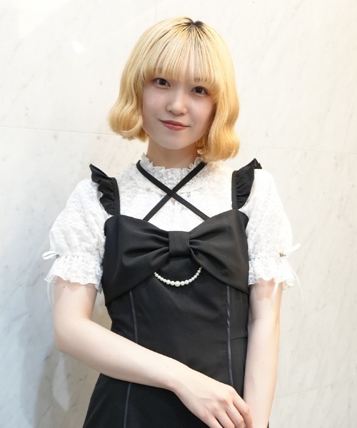 axes femme POETIQUE(アクシーズファムポエティック)の「総レースパフ袖PO(Tシャツ/カットソー・レディース・ブラック/ピンク/ホワイト・MEDIUM)」の14枚目の写真