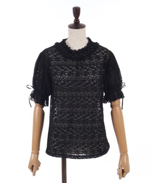 axes femme POETIQUE(アクシーズファムポエティック)の「総レースパフ袖PO(Tシャツ/カットソー・レディース・ブラック/ピンク/ホワイト・MEDIUM)」の15枚目の写真
