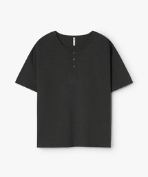 ヘイローピグメントヘンリーネックTシャツチャコール