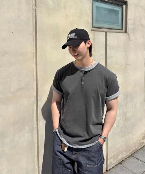 WEST GRAND BOULEVARD(ウエストグランドブルバード)の「ヘイローピグメントヘンリーネックTシャツチャコール(Tシャツ/カットソー・メンズ・その他・MEDIUM/LARGE/X-LARGE)」の9枚目の写真