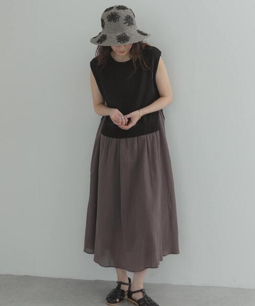 URBAN RESEARCH DOORS(アーバンリサーチドアーズ)の「『WEB限定』バイカラーニットドッキングワンピース(ワンピース・レディース・ベージュ/ボルドー/ブラック/グリーン系その他・FREE)」の1枚目の写真