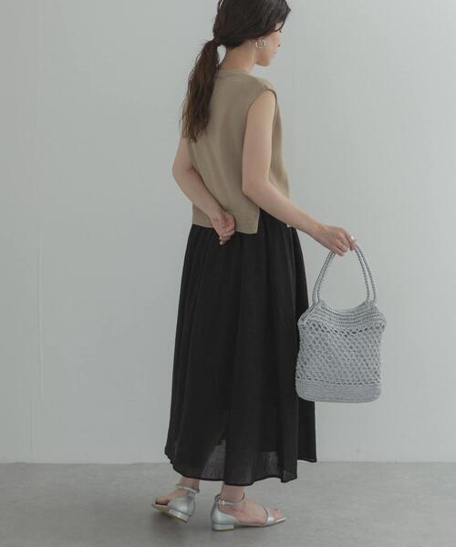 URBAN RESEARCH DOORS(アーバンリサーチドアーズ)の「『WEB限定』バイカラーニットドッキングワンピース(ワンピース・レディース・ベージュ/ボルドー/ブラック/グリーン系その他・FREE)」の11枚目の写真