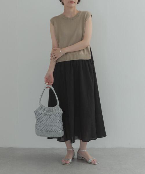 URBAN RESEARCH DOORS(アーバンリサーチドアーズ)の「『WEB限定』バイカラーニットドッキングワンピース(ワンピース・レディース・ベージュ/ボルドー/ブラック/グリーン系その他・FREE)」の13枚目の写真