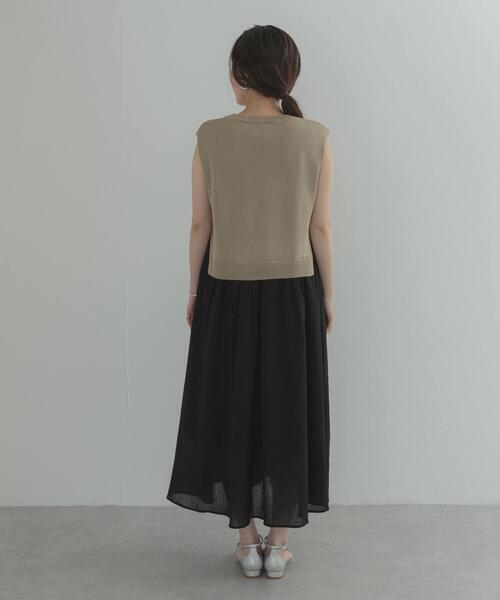 URBAN RESEARCH DOORS(アーバンリサーチドアーズ)の「『WEB限定』バイカラーニットドッキングワンピース(ワンピース・レディース・ベージュ/ボルドー/ブラック/グリーン系その他・FREE)」の17枚目の写真