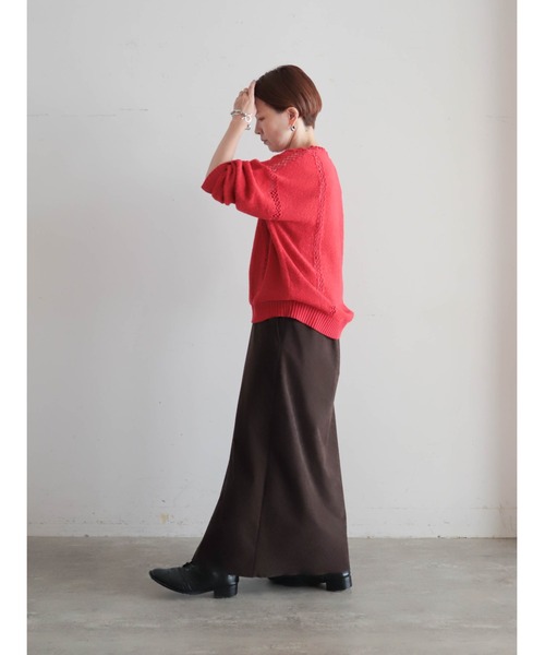 FIL DE FER(フィルデフェール)の「【予約】ブークレ×かぎ針 ライン切り替えプルオーバー(ニット/セーター・レディース・ブラウン/レッド・FREE)」の16枚目の写真