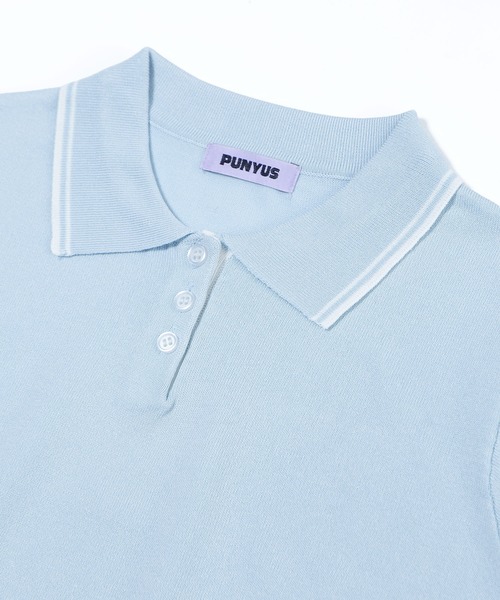 PUNYUS(プニュズ)の「半袖ポロニット(ポロシャツ・レディース・サックスブルー/ブラック/ホワイト・1/2/3/4/5)」の7枚目の写真