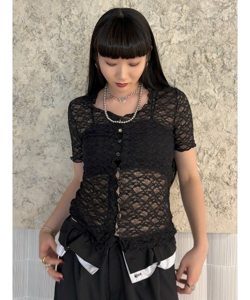 ELCHELE（エルチェレ）の「LACE SKIPPER TOP（シャツ/ブラウス・レディース・サックスブルー/クリーム/ブラック・FREE）」の14枚目の写真