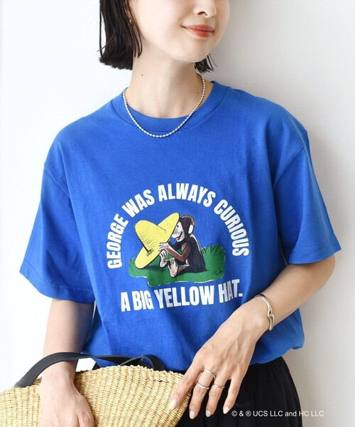 SHIPS（シップス）の「【SHIPS別注】GOOD ROCK SPEED/Curious George/TEE（Tシャツ/カットソー・レディース・ブルー/イエロー/ホワイト・ONE SIZE）」の4枚目の写真