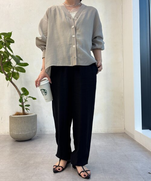 Jena espace merveilleux（ジェナ　エスパスメルヴェイユ）の「リネンライクパラシュートパンツ（その他パンツ・レディース・ブラック/ネイビー・FREE）」の4枚目の写真