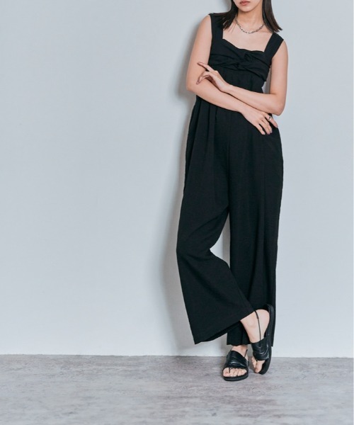 W:Huku(フーク)の「フロント クロス オールインワン(つなぎ/オールインワン・レディース・バーガンディー/ブラック・M)」の22枚目の写真