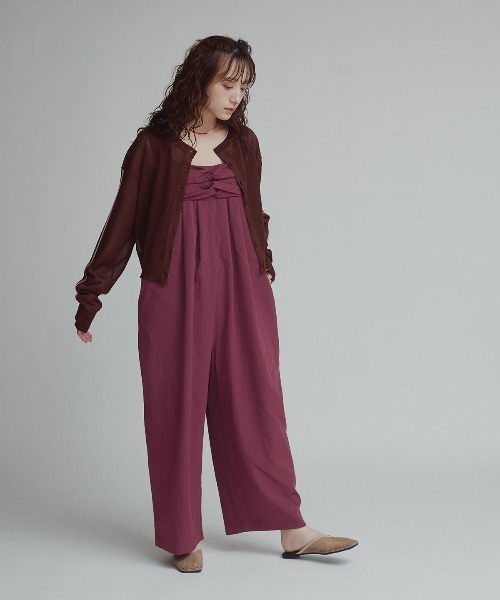 W:Huku(フーク)の「フロント クロス オールインワン(つなぎ/オールインワン・レディース・バーガンディー/ブラック・M)」の7枚目の写真