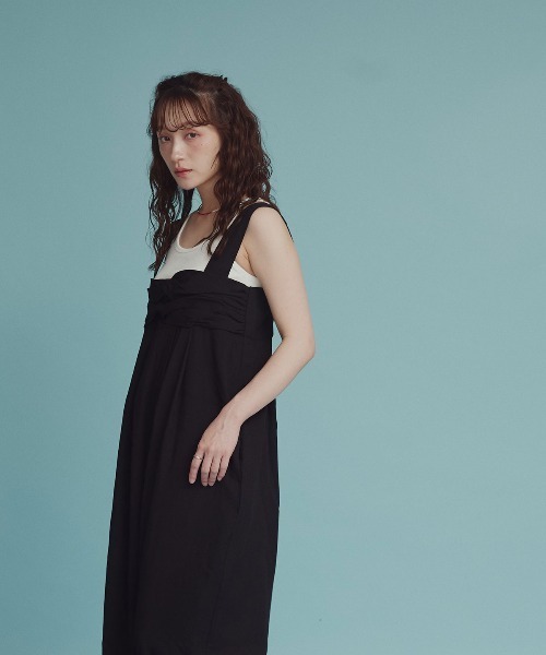 W:Huku(フーク)の「フロント クロス オールインワン(つなぎ/オールインワン・レディース・バーガンディー/ブラック・M)」の10枚目の写真