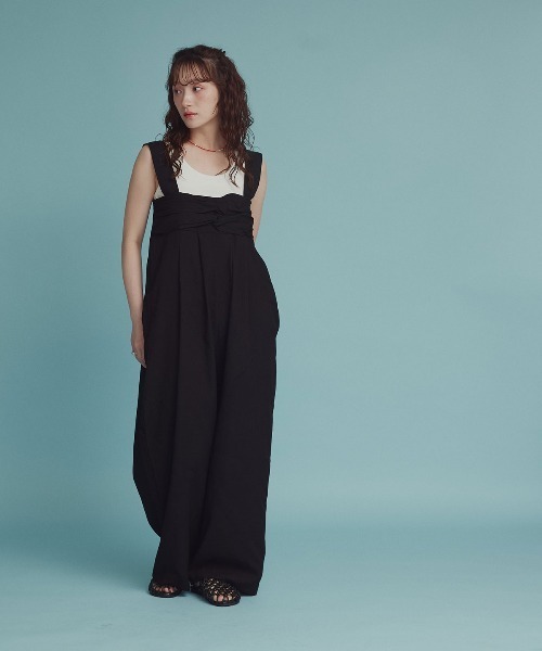 W:Huku(フーク)の「フロント クロス オールインワン(つなぎ/オールインワン・レディース・バーガンディー/ブラック・M)」の14枚目の写真