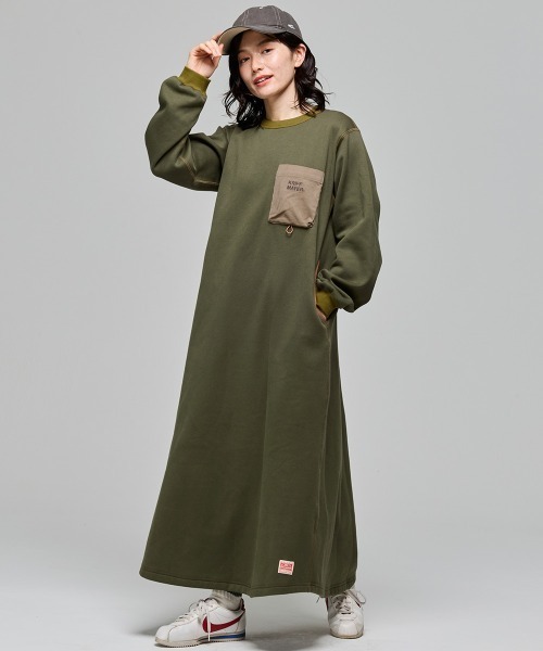 KRIFF MAYER Lady's Collection（クリフメイヤーレディースコレクション）の「遠赤加工ワンピース（ワンピース・レディース・ブラック/グレー/オリーブ/ナチュラル・MEDIUM/LARGE）」の4枚目の写真