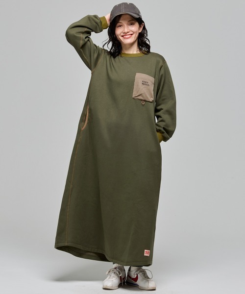 KRIFF MAYER Lady's Collection（クリフメイヤーレディースコレクション）の「遠赤加工ワンピース（ワンピース・レディース・ブラック/グレー/オリーブ/ナチュラル・MEDIUM/LARGE）」の5枚目の写真