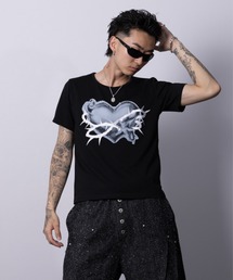 VI E DIT（ヴィエディット）の「Pierced Heart Stone Tee/ピースハートストーンTシャツ（Tシャツ/カットソー）」