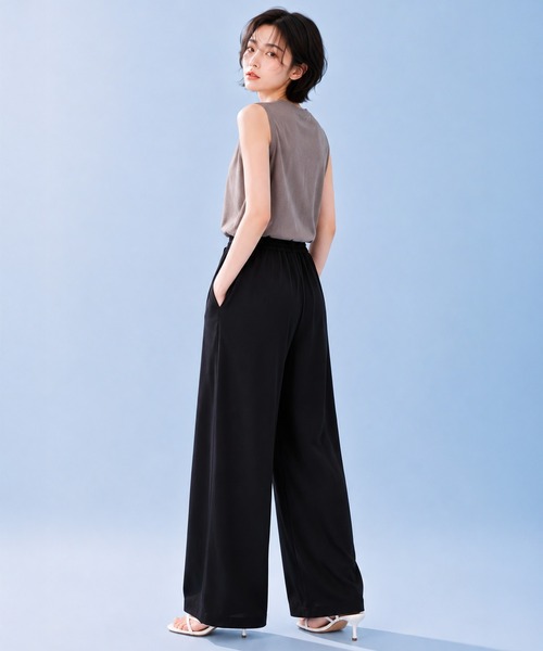 by LEGNA(バイレグナ)の「COOLIFY+冷感リネン風落ち感ワイドパンツ(その他パンツ・レディース・ブラック/ベージュ・LARGE/MEDIUM)」の16枚目の写真