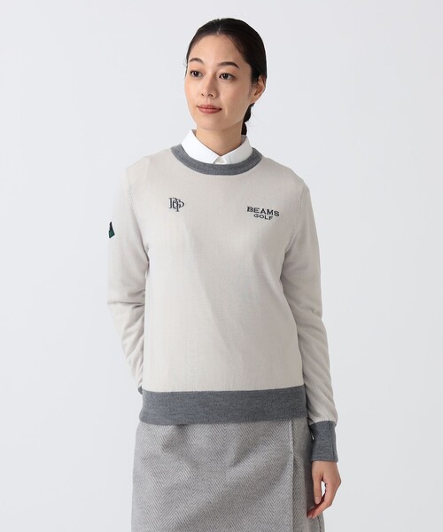 BEAMS GOLF（ビームスゴルフ）の「〈WOMEN〉 PURPLE LABEL / 防風エアシャット 裏付き スフィダンテ ニット（シーズンカラー）（ニット/セーター・レディース・サックスブルー/ホワイト系その他5・LARGE/MEDIUM）」の2枚目の写真