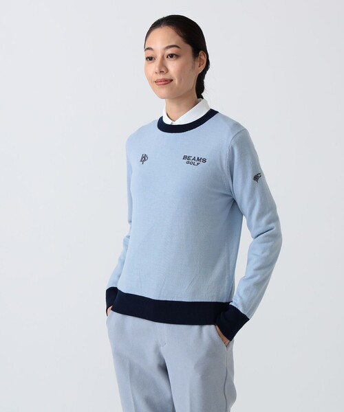 BEAMS GOLF（ビームスゴルフ）の「〈WOMEN〉 PURPLE LABEL / 防風エアシャット 裏付き スフィダンテ ニット（シーズンカラー）（ニット/セーター・レディース・サックスブルー/ホワイト系その他5・LARGE/MEDIUM）」の5枚目の写真