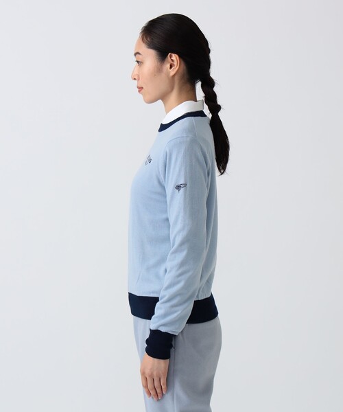 BEAMS GOLF（ビームスゴルフ）の「〈WOMEN〉 PURPLE LABEL / 防風エアシャット 裏付き スフィダンテ ニット（シーズンカラー）（ニット/セーター・レディース・サックスブルー/ホワイト系その他5・LARGE/MEDIUM）」の6枚目の写真