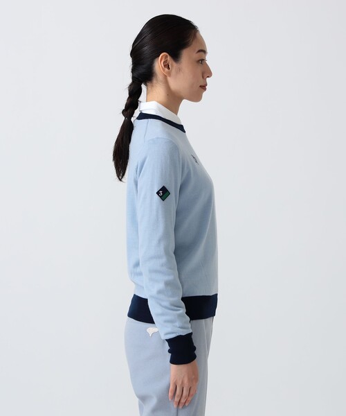 BEAMS GOLF（ビームスゴルフ）の「〈WOMEN〉 PURPLE LABEL / 防風エアシャット 裏付き スフィダンテ ニット（シーズンカラー）（ニット/セーター・レディース・サックスブルー/ホワイト系その他5・LARGE/MEDIUM）」の7枚目の写真