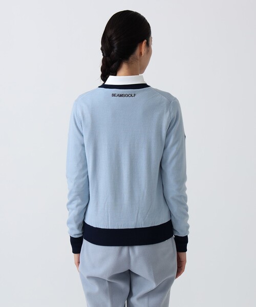 BEAMS GOLF（ビームスゴルフ）の「〈WOMEN〉 PURPLE LABEL / 防風エアシャット 裏付き スフィダンテ ニット（シーズンカラー）（ニット/セーター・レディース・サックスブルー/ホワイト系その他5・LARGE/MEDIUM）」の8枚目の写真