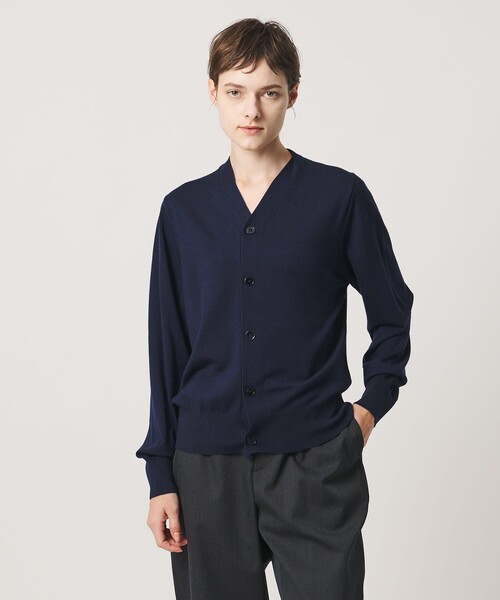LOEFF(ロエフ)の「<LOEFF>16ゲージ Vネック カーディガン(カーディガン/ボレロ・レディース・コバルトブルー/グレー系/ネイビー・FREE)」の1枚目の写真