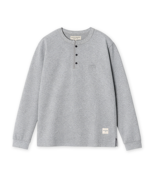 EDINBURGH CLUB(エディンバラクラブ)の「HENLEY NECK LONG SLEEVE T-SHIRT (GREY)(Tシャツ/カットソー・メンズ・グレー・SMALL/MEDIUM/LARGE)」の1枚目の写真