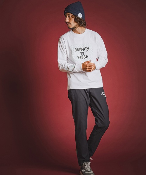 seventy seven(セブンティセブン)の「mlt5784- heavy oz USA cotton L-S t-shirt (monogram) ロングスリーブTシャツ(7726W250)(Tシャツ/カットソー・メンズ・ホワイト/ブラック/サンドベージュ・S/M/L/XL)」の6枚目の写真