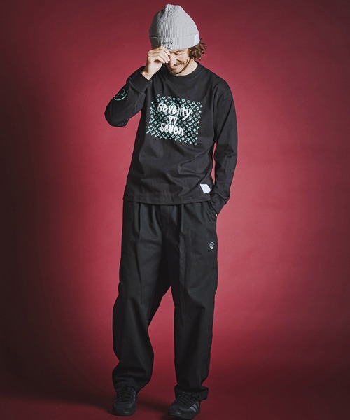 seventy seven(セブンティセブン)の「mlt5784- heavy oz USA cotton L-S t-shirt (monogram) ロングスリーブTシャツ(7726W250)(Tシャツ/カットソー・メンズ・ホワイト/ブラック/サンドベージュ・S/M/L/XL)」の11枚目の写真
