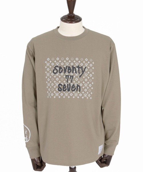 seventy seven(セブンティセブン)の「mlt5784- heavy oz USA cotton L-S t-shirt (monogram) ロングスリーブTシャツ(7726W250)(Tシャツ/カットソー・メンズ・ホワイト/ブラック/サンドベージュ・S/M/L/XL)」の17枚目の写真