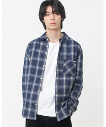 Stitched pocket check shirt NAVY