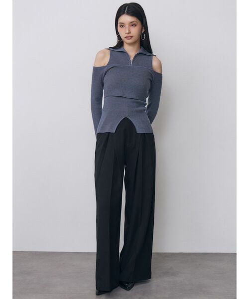 MURUA(ムルーア)の「オフショルレイヤードZIPニット(ニット/セーター・レディース・ブルー/ブラック/パープル/その他1・FREE)」の5枚目の写真