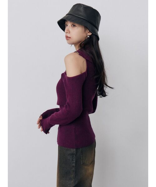 MURUA(ムルーア)の「オフショルレイヤードZIPニット(ニット/セーター・レディース・ブルー/ブラック/パープル/その他1・FREE)」の10枚目の写真