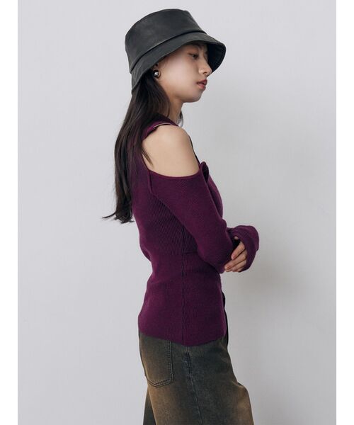 MURUA(ムルーア)の「オフショルレイヤードZIPニット(ニット/セーター・レディース・ブルー/ブラック/パープル/その他1・FREE)」の11枚目の写真