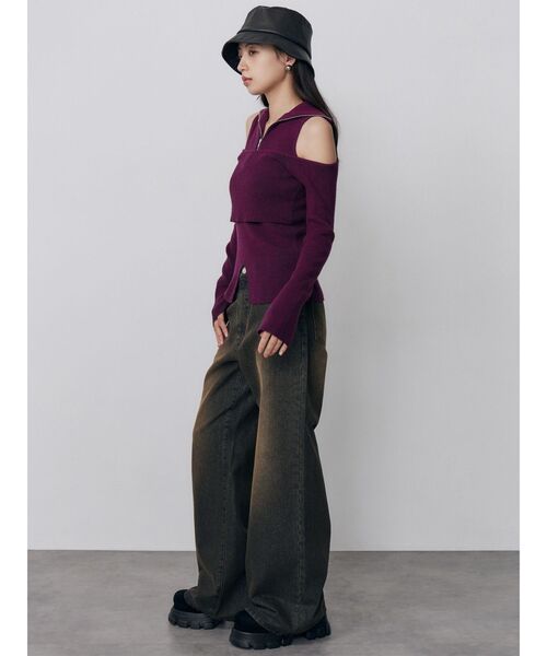 MURUA(ムルーア)の「オフショルレイヤードZIPニット(ニット/セーター・レディース・ブルー/ブラック/パープル/その他1・FREE)」の15枚目の写真