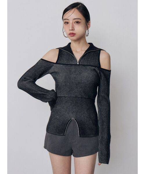 MURUA(ムルーア)の「オフショルレイヤードZIPニット(ニット/セーター・レディース・ブルー/ブラック/パープル/その他1・FREE)」の18枚目の写真