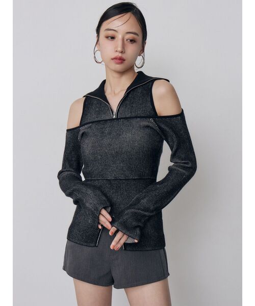 MURUA(ムルーア)の「オフショルレイヤードZIPニット(ニット/セーター・レディース・ブルー/ブラック/パープル/その他1・FREE)」の19枚目の写真
