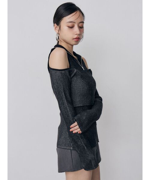 MURUA(ムルーア)の「オフショルレイヤードZIPニット(ニット/セーター・レディース・ブルー/ブラック/パープル/その他1・FREE)」の21枚目の写真