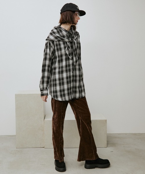 Auntie Rosa Holiday（アンティローザホリデー）の「オンブレチェックスカーフ付きシャツ（シャツ/ブラウス・レディース・ブラウン/ブラック・FREE）」の21枚目の写真
