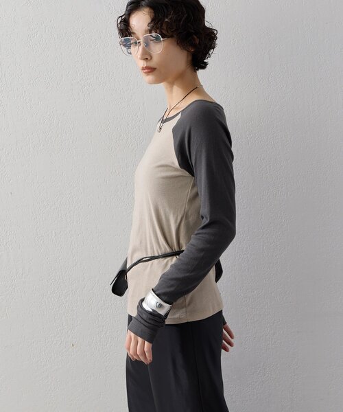 GALLARDAGALANTE(ガリャルダガランテ)の「ラグランカットソー(Tシャツ/カットソー・レディース・オフホワイト/ライトグレー・FREE)」の20枚目の写真